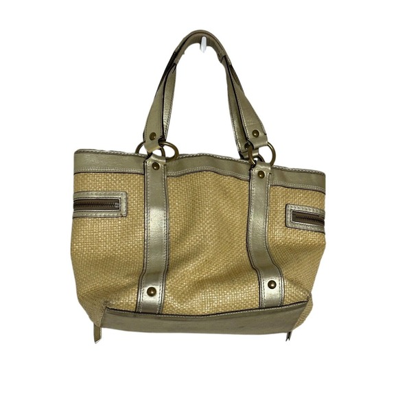 COACH Vintage Metallic Straw Leather Woven Tote Hand Bag - Picture 10 of 10